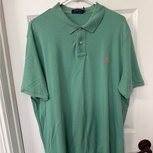 Ralph Lauren Men's Polo Shirt in Green with Orange Logo